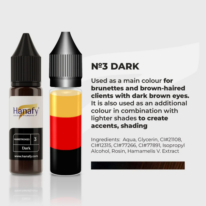 Hanafy - HAIRSTROKES Brow Pigment - No.3 Dark, 15ml