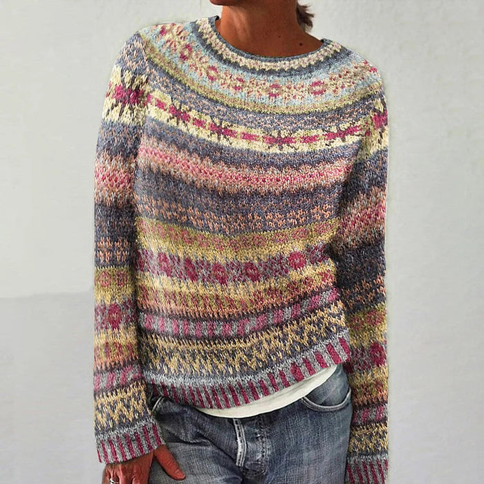 Harper vibrant Fair Isle patterned sweater in multicolor knit