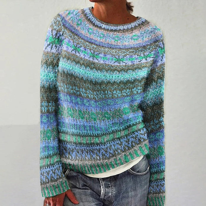 Harper vibrant Fair Isle patterned sweater in multicolor knit