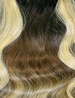 SENSATIONNEL Butta Lace Unit 6 wig close up of brown roots to blonde wavy hair texture