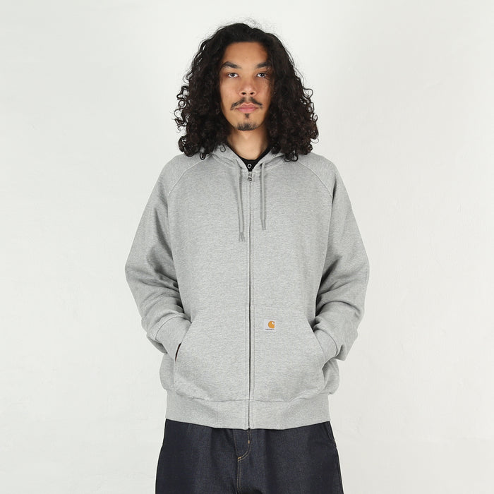 Hooded Square Label Jacket - Grey Heather
