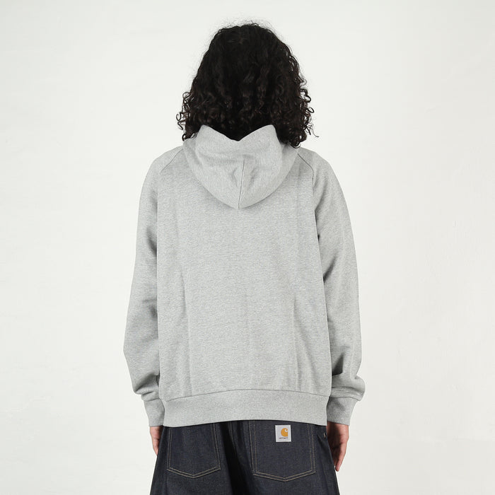 Hooded Square Label Jacket - Grey Heather