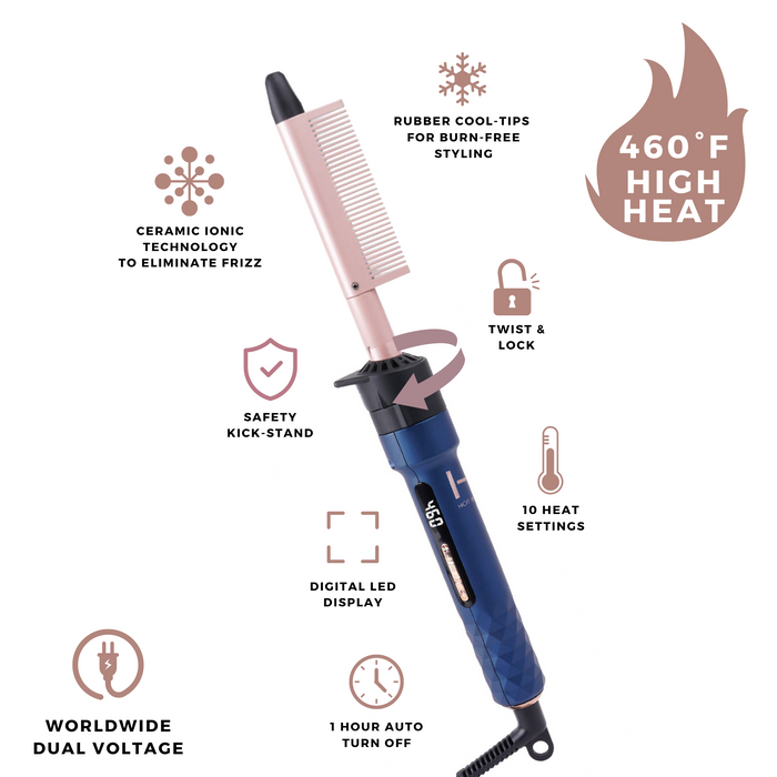 Hot & Hotter 4 in 1 Ceramic Digital Interchangeable Hair Styler Set, 1 Count, Blue & Rose Gold