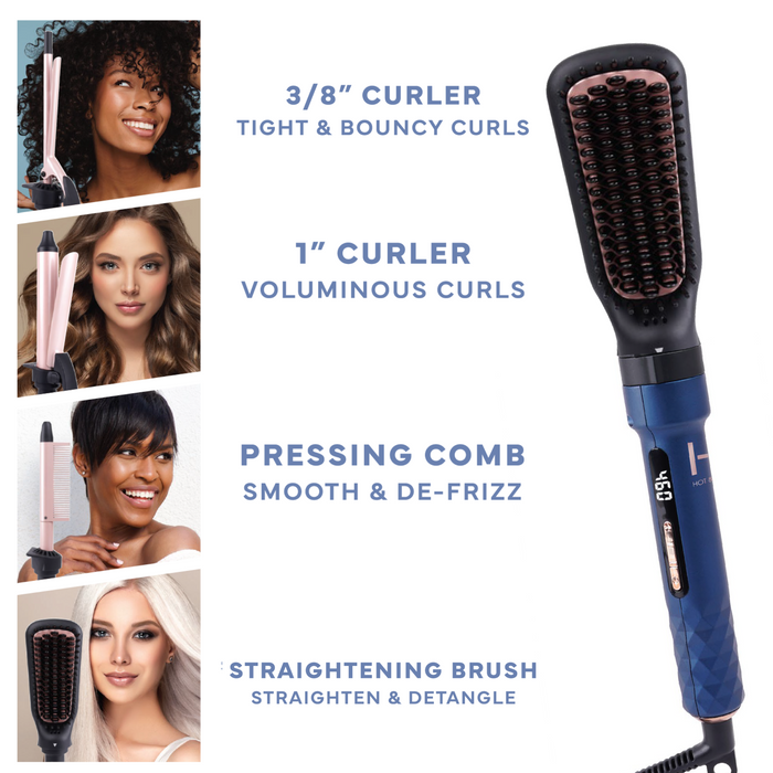 Hot & Hotter 4 in 1 Ceramic Digital Interchangeable Hair Styler Set, 1 Count, Blue & Rose Gold