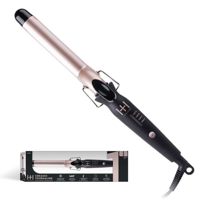 Hot & Hotter Extra Long Ceramic Tourmaline Curling Iron 1in, 1 Count Hair Curler, Black