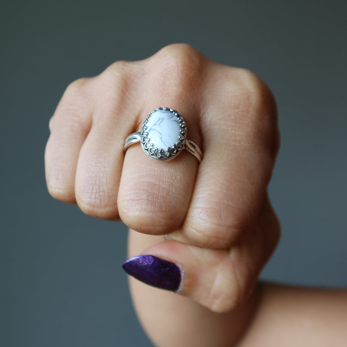 sterling silver howlite ring