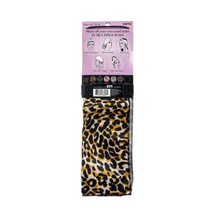 #Hsfp05  [Leopard] Silky Satin Wrap Scarf 60"X16"