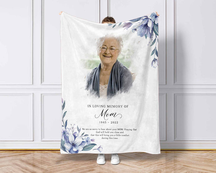 In Loving Memory Photo Blanket For Loss Of Mother, Sympathy Gift For Loss of Loved One, Memorial Blanket For Mothers Day Gifts