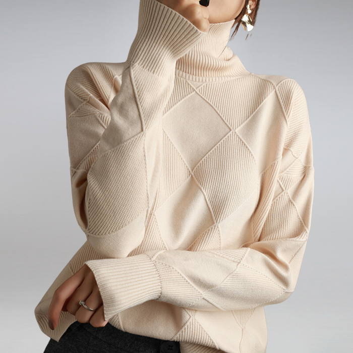 Isabella women's turtleneck sweater shown in multiple colors
