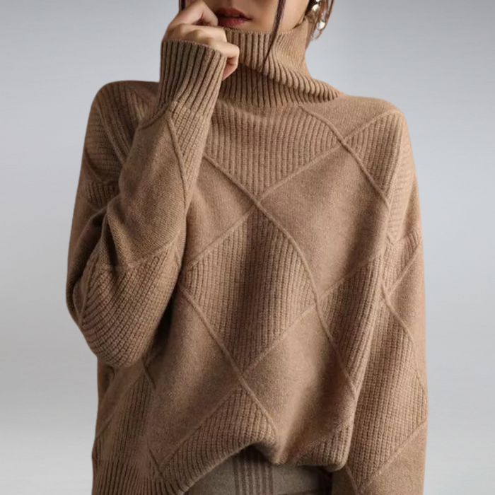 Isabella women's turtleneck sweater shown in multiple colors