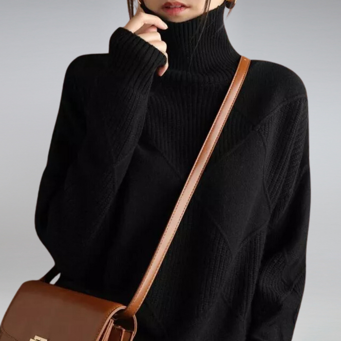 Isabella women's turtleneck sweater shown in multiple colors