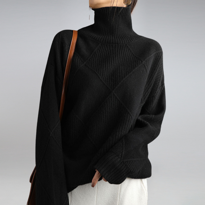 Isabella women's turtleneck sweater shown in multiple colors