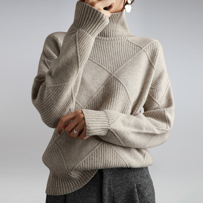 Isabella women's turtleneck sweater shown in multiple colors