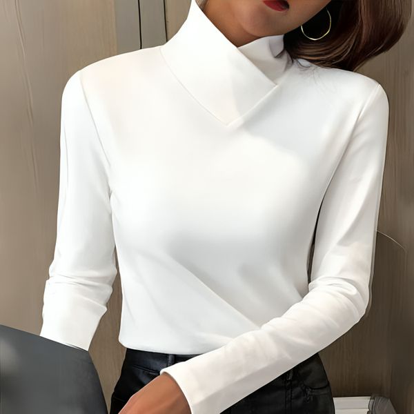 Isabelle sculpted soft-touch turtleneck top with fitted silhouette