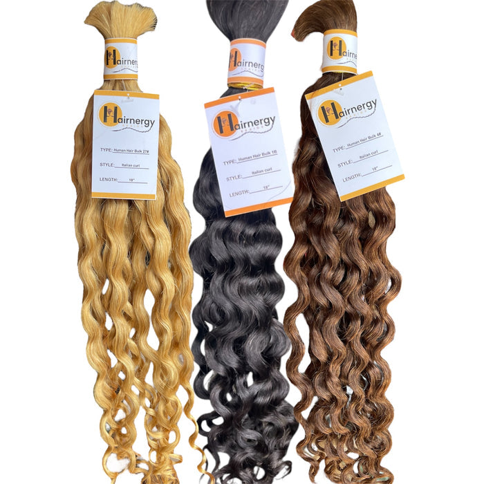 Italian Curl Bulk Hair Extensions for Braiding 100% Human Hair 50g 18''