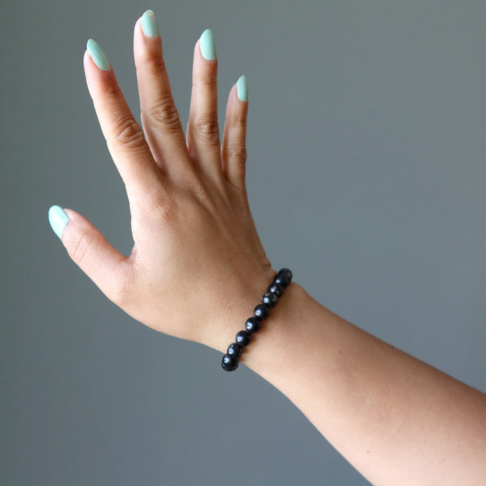 wearing jet pyrite bracelet
