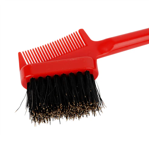 ANNIE red dual sided hair dye brush with fine tooth comb and stiff black bristles for sectioning