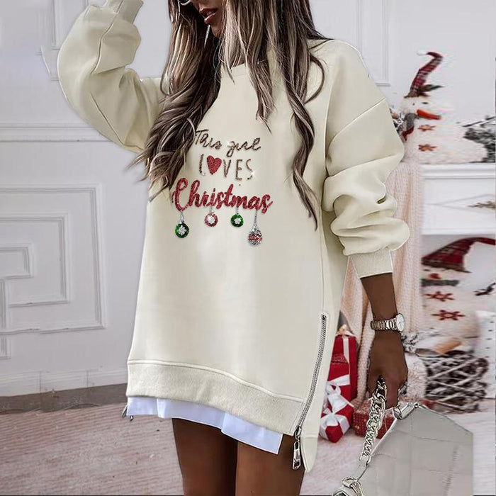 Julia festive Christmas tree pattern pullover sweater with side zipper slit