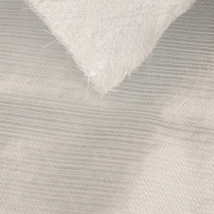Fiberglass knitted fabric with fiberglass oriented in +45 degree by -45 degree and stitched to 3/4 oz mat.