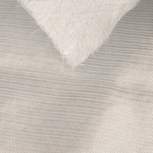 Fiberglass knitted fabric with fiberglass oriented in +45 degree by -45 degree and stitched to 3/4 oz mat.