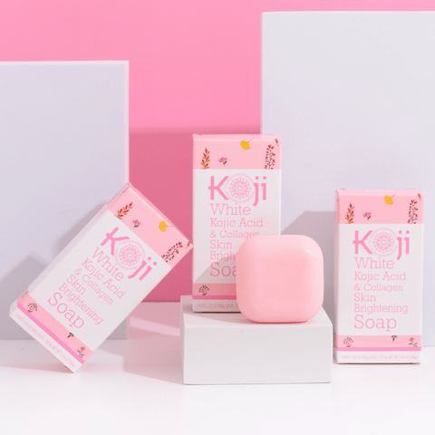 Koji White Kojic Acid & Collagen Skin Brightening Soap 80g صابون كوجي وايت لتفتيح البشرة بحمض الكوجيك والكولاجين - Princess Cosmetics Qatar