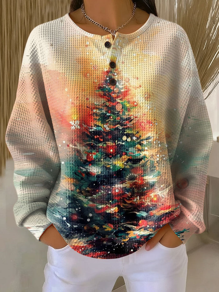 Kylessia cozy knit sweater with festive Christmas tree design and relaxed fit