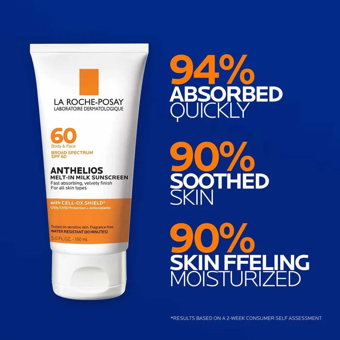 LA ROCHE POSAY 60 Body & Face Broad Spectrum SPF 60 Anthelios Melt\- In Milk Sunscreen واقي الشمس للوجه والجسم من لاروش بوزيه