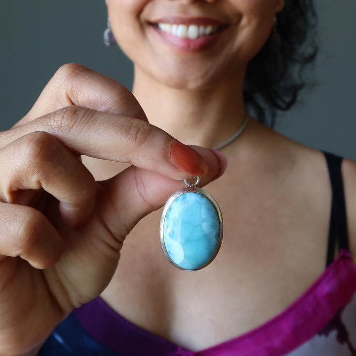 larimar oval pendant