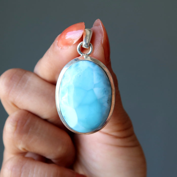 larimar oval pendant