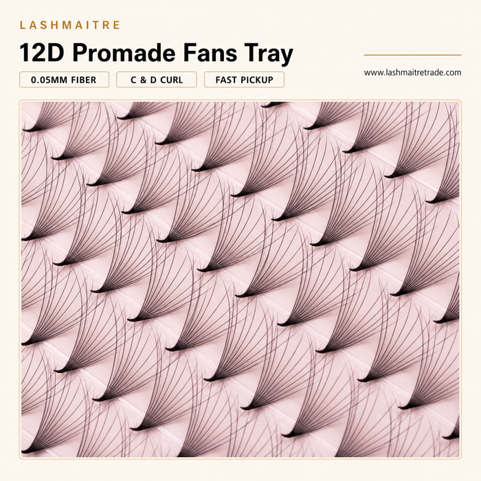 LASHMAITRE 12D Promade Fans Tray - 500 Fans ultra-narrow base fan detail