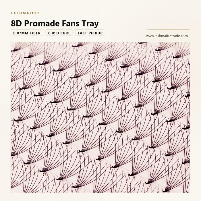 LASHMAITRE 8D Promade Fans Tray - 500 Fans ultra-narrow base fan detail
