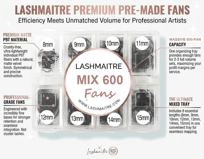 LASHMAITRE Mixed Length Loose Premade Fans - 600 Fans specification overview