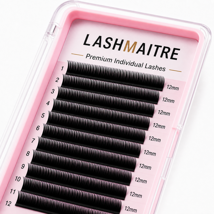 LASHMAITRE Premium Volume Individual Lash Extensions 0.03mm 45 degree curl and fiber detail