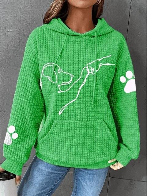 Layla waffle-knit hoodie with paw-print detail, oversized fit and kangaroo pocket