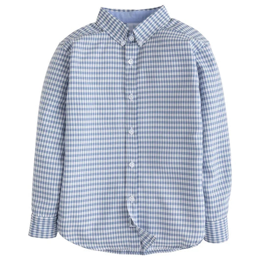 LE Button Down Shirt-Gray Blue Gingham