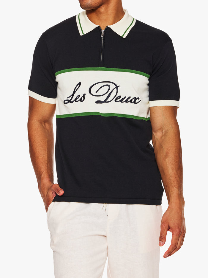 Les Deux Knitted Zipper Polo