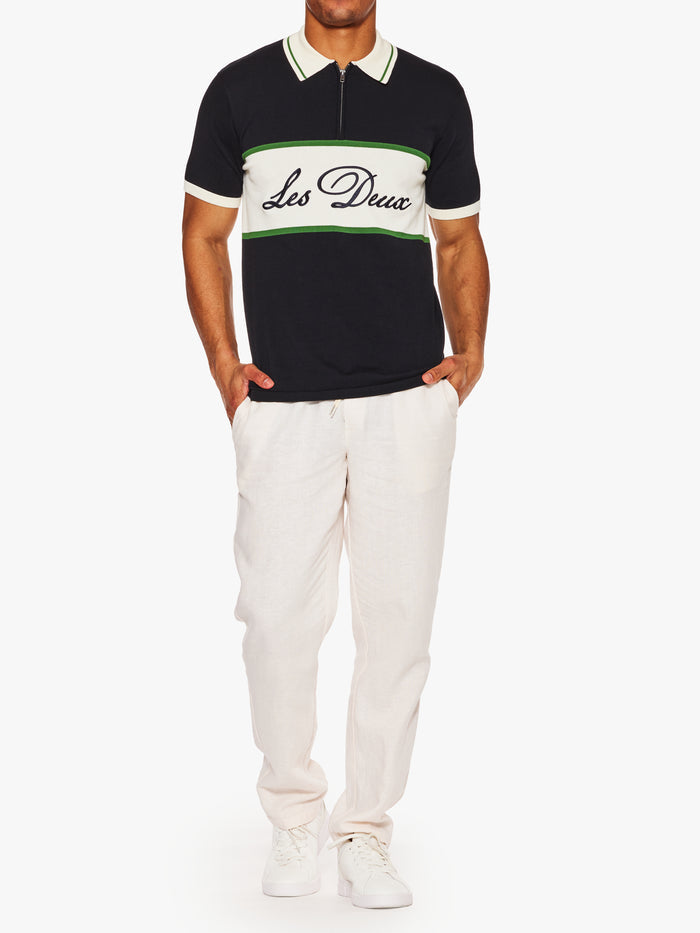 Les Deux Knitted Zipper Polo