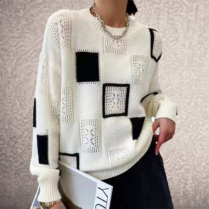 Lina elegant knit sweater shown in a soft neutral tone