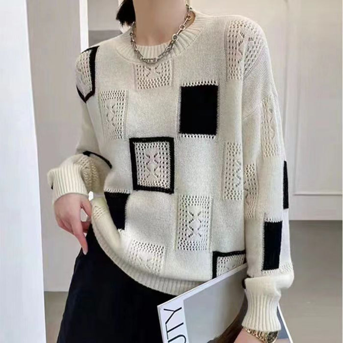 Lina elegant knit sweater shown in a soft neutral tone