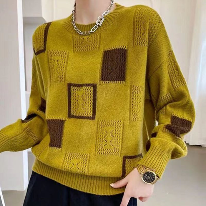 Lina elegant knit sweater shown in a soft neutral tone