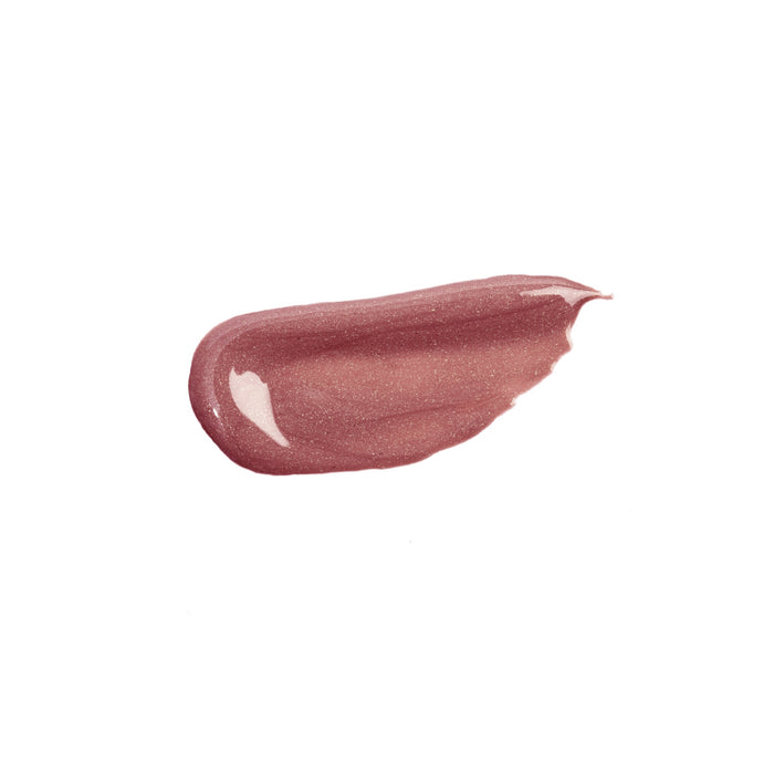 NICKA K liquid glow blush swatch in shimmery pink shade on white background