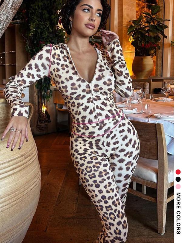 Livia zipper crop top and matching pants two-piece set