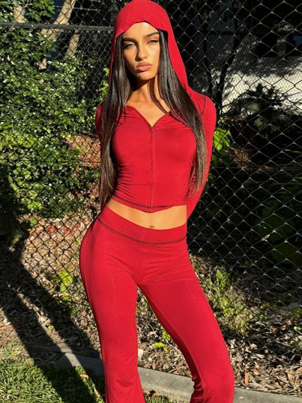 Livia zipper crop top and matching pants two-piece set