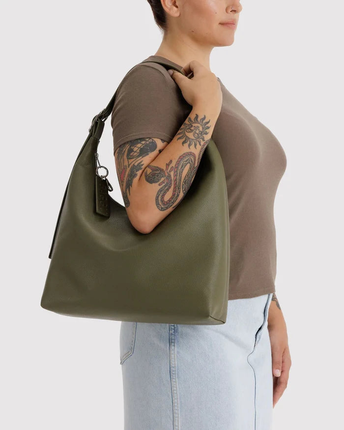 Loden Recycled Leather Shoulder Bag