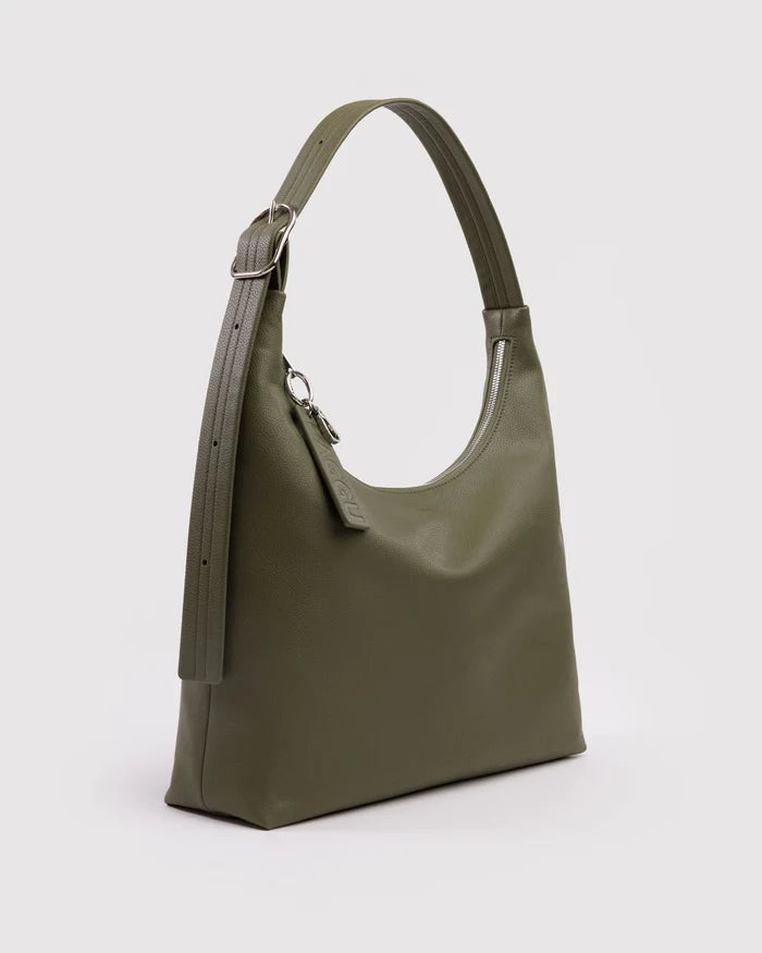 Loden Recycled Leather Shoulder Bag