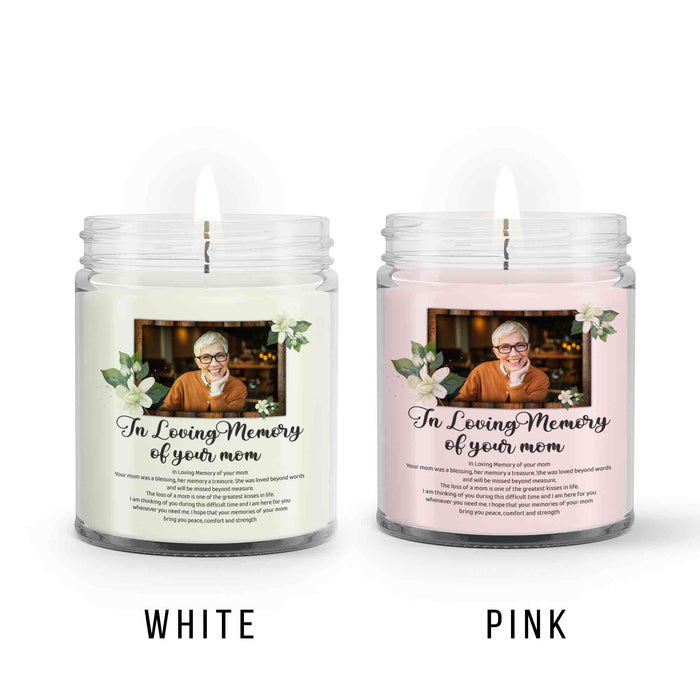 Loss Of Mother Custom Photo Sympathy Candle, Memorial Photo Gift For Mother's Day, In Loving Memory Remembrance Candle