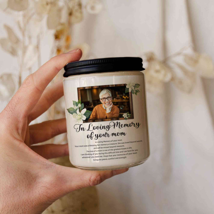 Loss Of Mother Custom Photo Sympathy Candle, Memorial Photo Gift For Mother's Day, In Loving Memory Remembrance Candle