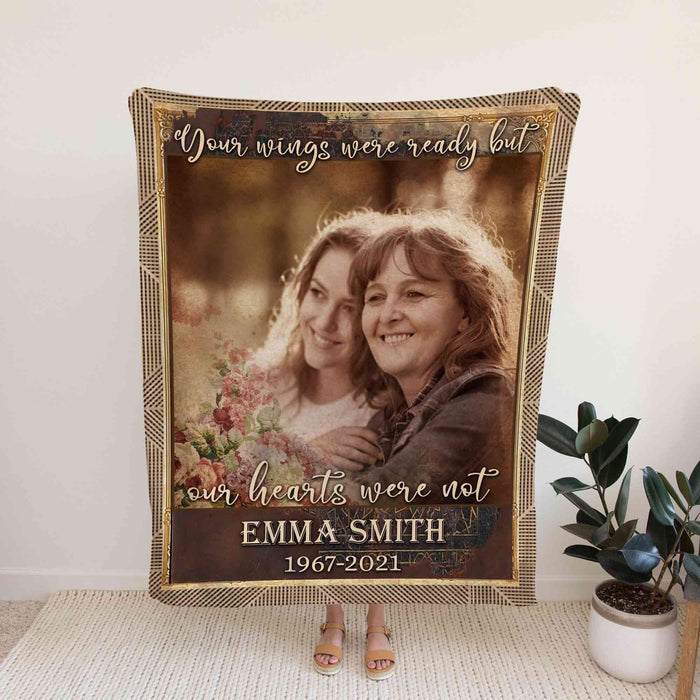 Loss Of Mother Memorial Blanket With Picture, Remembrance Memorial Blankets, In Loving Memory Photo Blanket