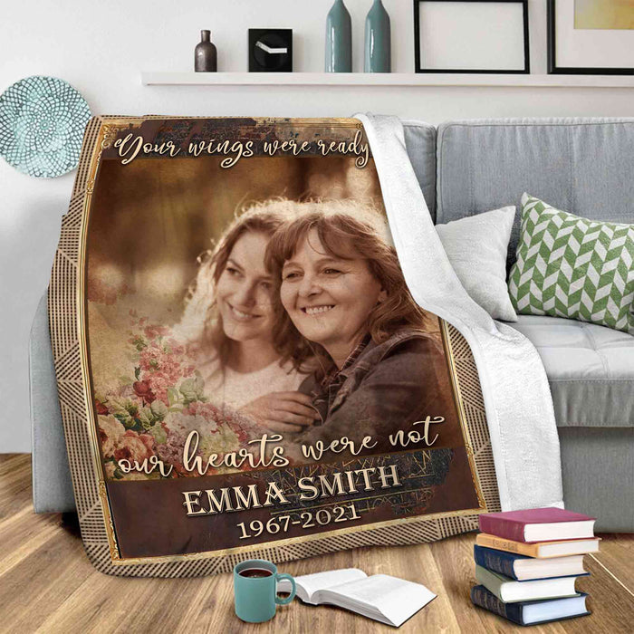 Loss Of Mother Memorial Blanket With Picture, Remembrance Memorial Blankets, In Loving Memory Photo Blanket