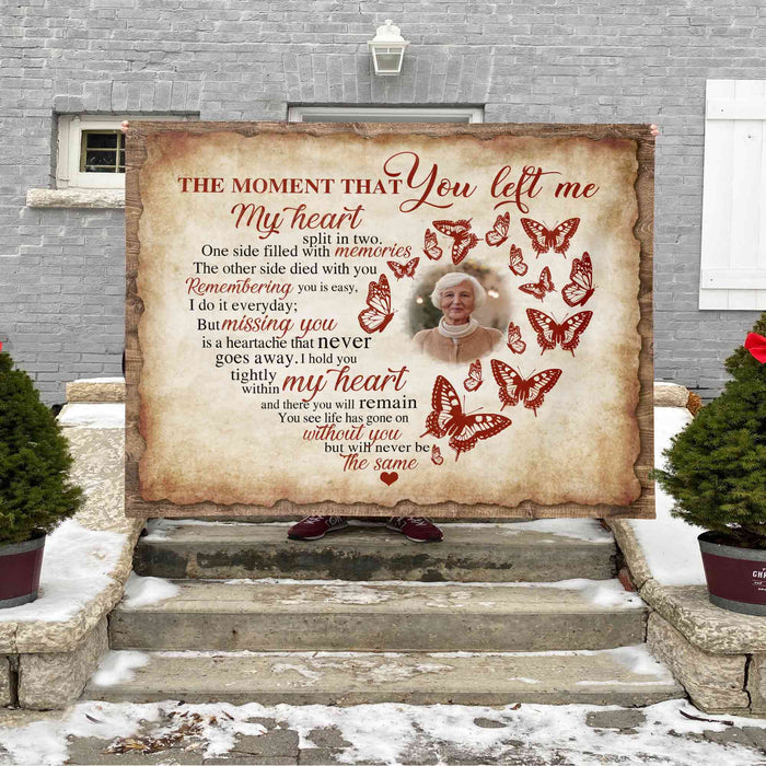 Loss Of Mother Memorial Blankets With Photo, The Moment That You Left Me Condolence Blankets, Mothers Day Gifts For Mom